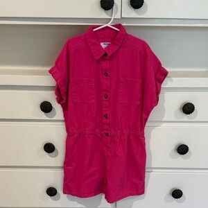 Old Navy Kids Fuchsia Button-Up Romper like new 10